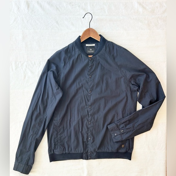Scotch & Soda Poplin Bomber Shirt in Midnight - Picture 7 of 16